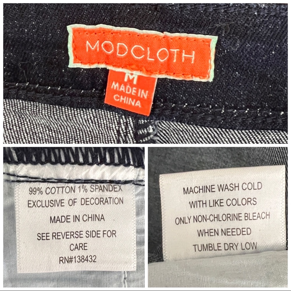 •MODCLOTH• Dark Wash Wide Leg Jeans Size Medium (6-8) - Picture 12 of 13